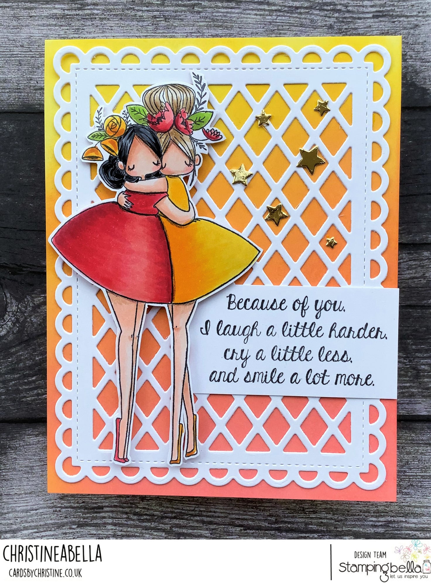 www.stampingbella.com: rubber stamp used: CURVY GIRL BESTIES card by CHRISTINE LEVISON