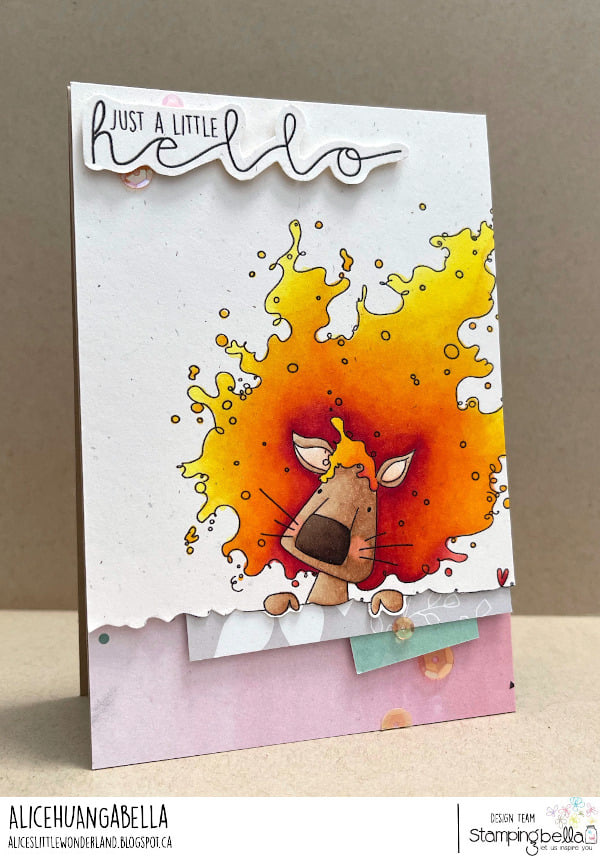 www.stampingbella.com: rubber stamp used : HELLO DANDY LION card by ALICE HUANG