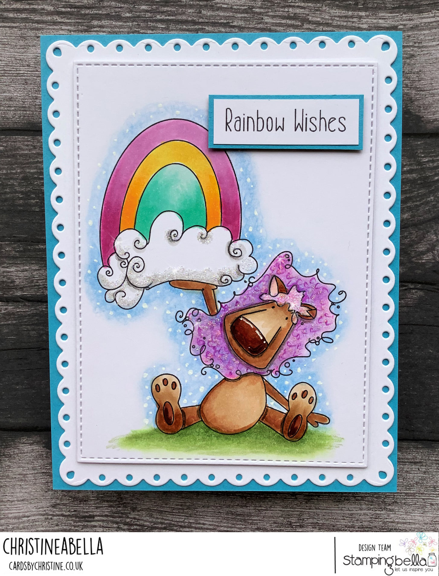 www.stampingbella.com: rubber stamp used : RAINBOW DANDY card by Christine Levison