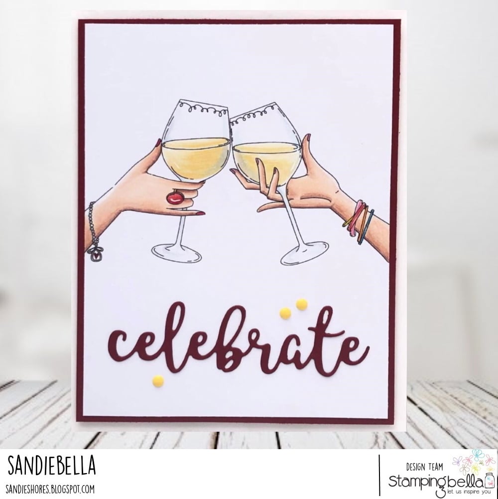 www.stampingbella.com: rubber stamp used CLINK, card by Sandie Dunne