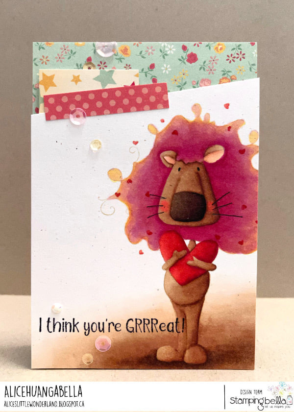 www.stampingbella.com: rubber stamp used DANDYLION LOVES YOU card by ALICE HUANG