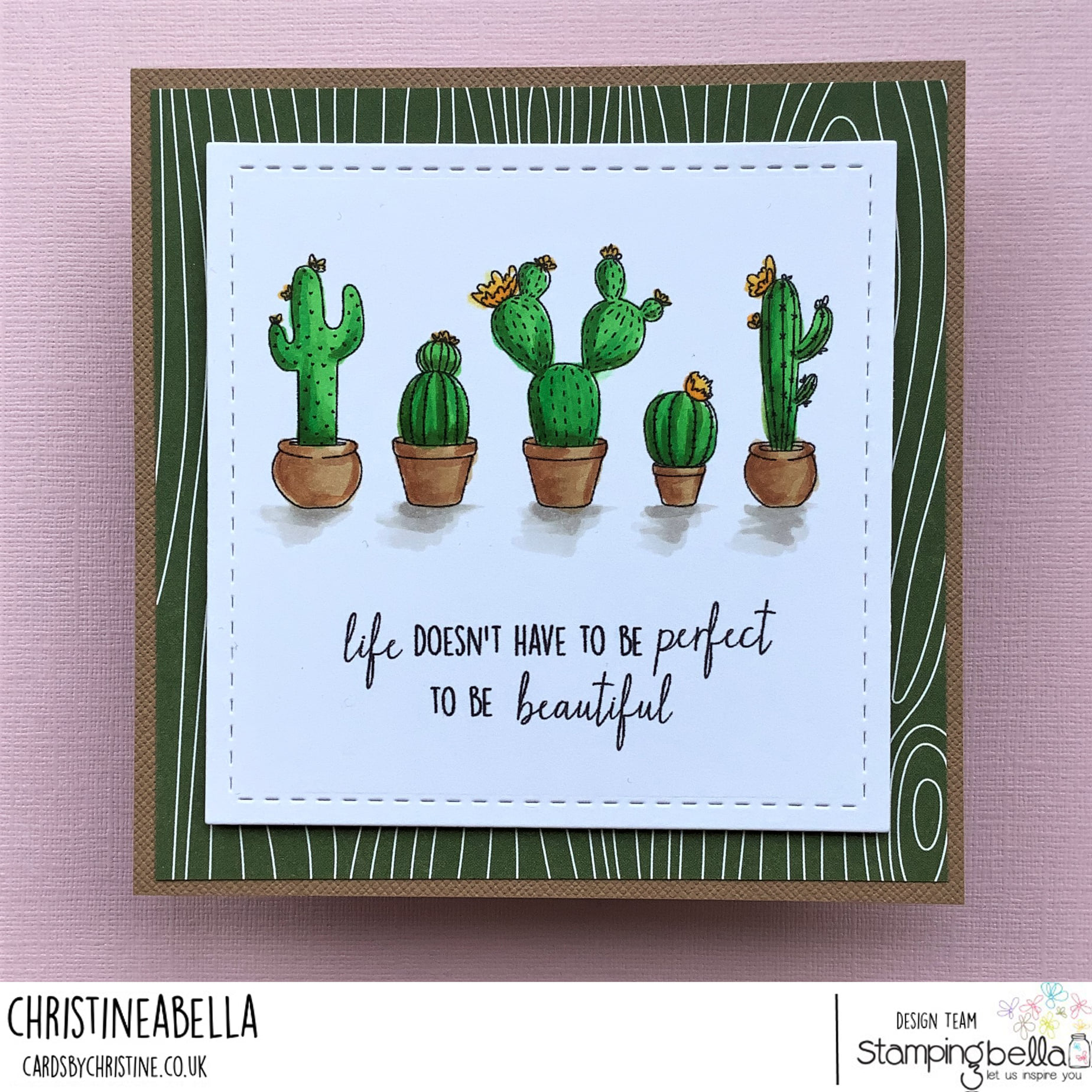 www.stampingbella.com: rubber stamp used: CACTI card by Christine Levison