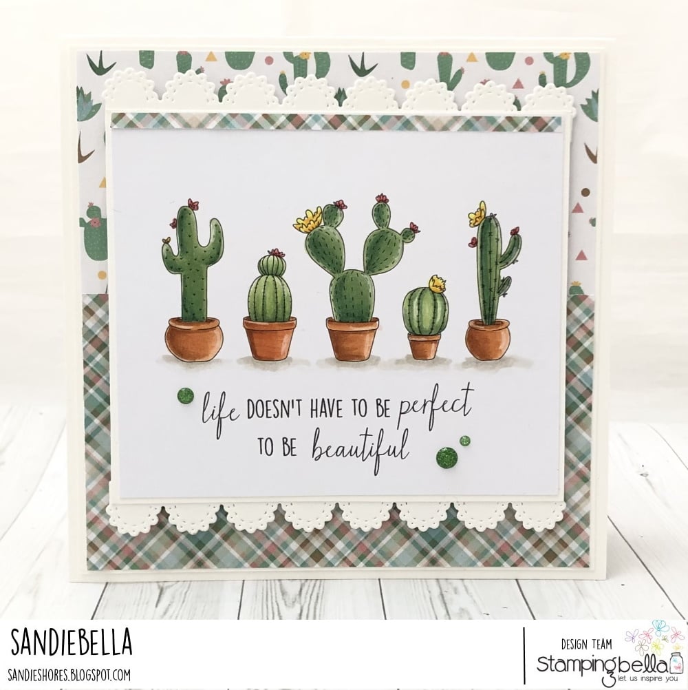 www.stampingbella.com: rubber stamp used: CACTI card by Sandie Dunne