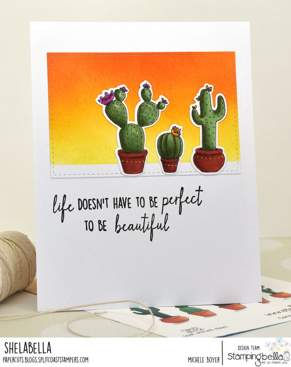 www.stampingbella.com: rubber stamp used: CACTI card by Michele Boyer