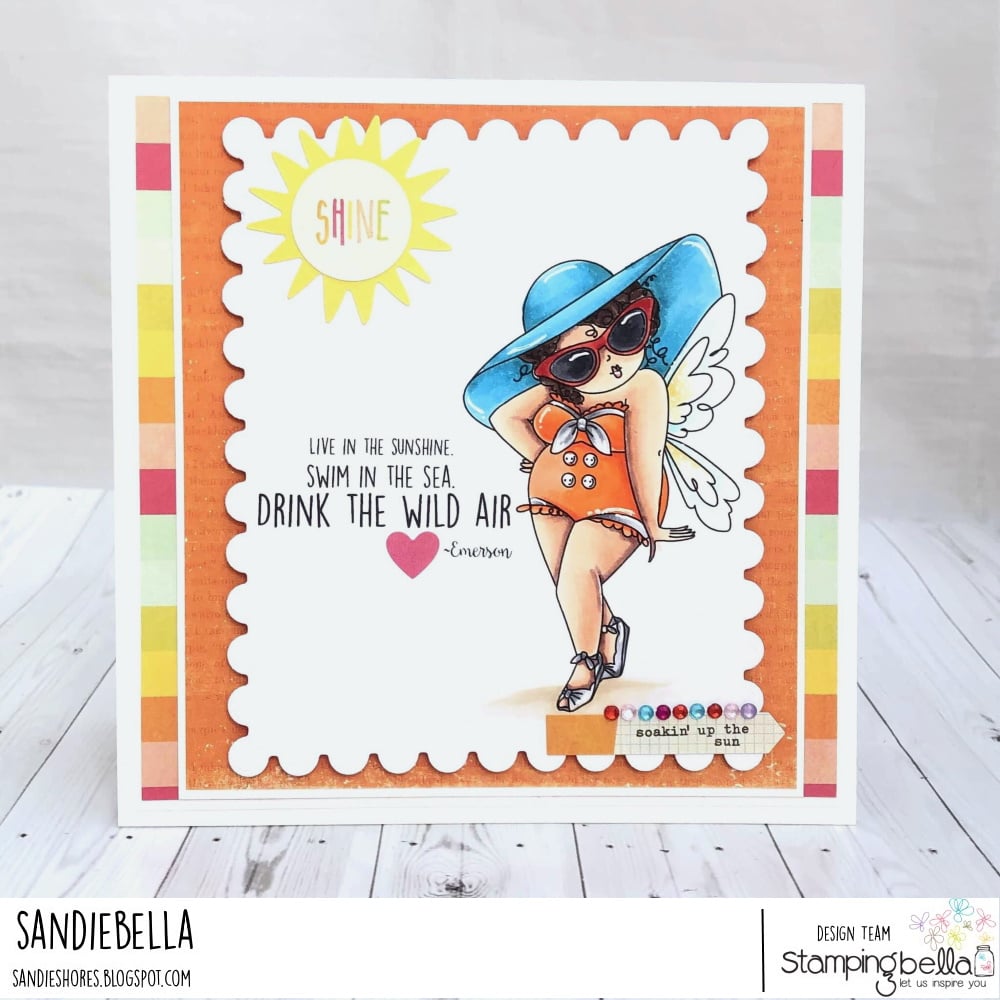 www.stampingbella.com Rubber stamp used:EDNA LOVES THE OCEAN card by Sandie dunne