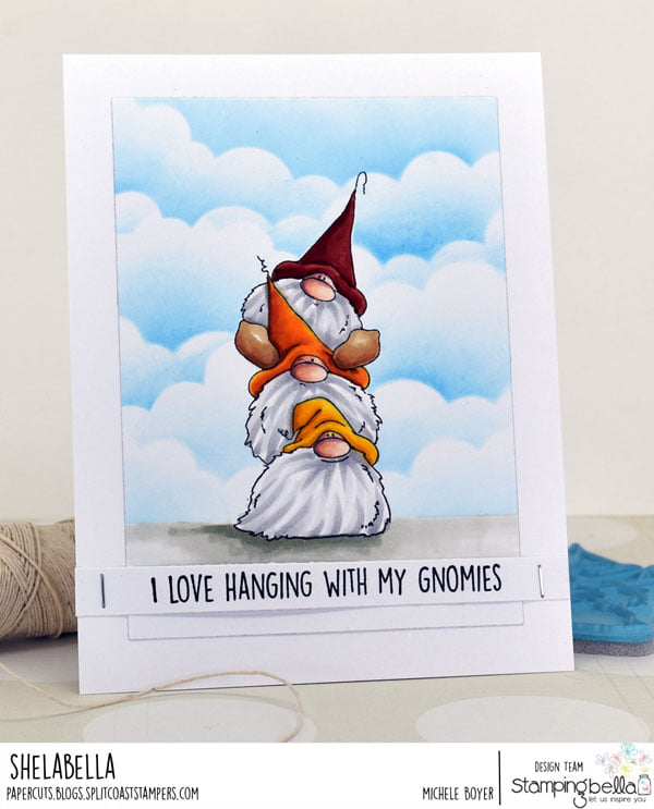 www.stampingbella.com Rubber stamp used:GNOME PILE card by Michele Boyer