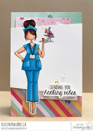 www.stampingbella.com: rubber stamp used CURVY GIRL NURSE card by Alice Huang