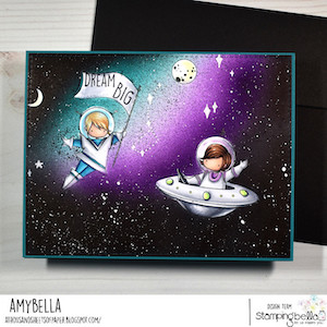 www.stampingbella.com: RUBBER STAMP USED: TINY TOWNIE ASTRONAUTS card by Amy Young