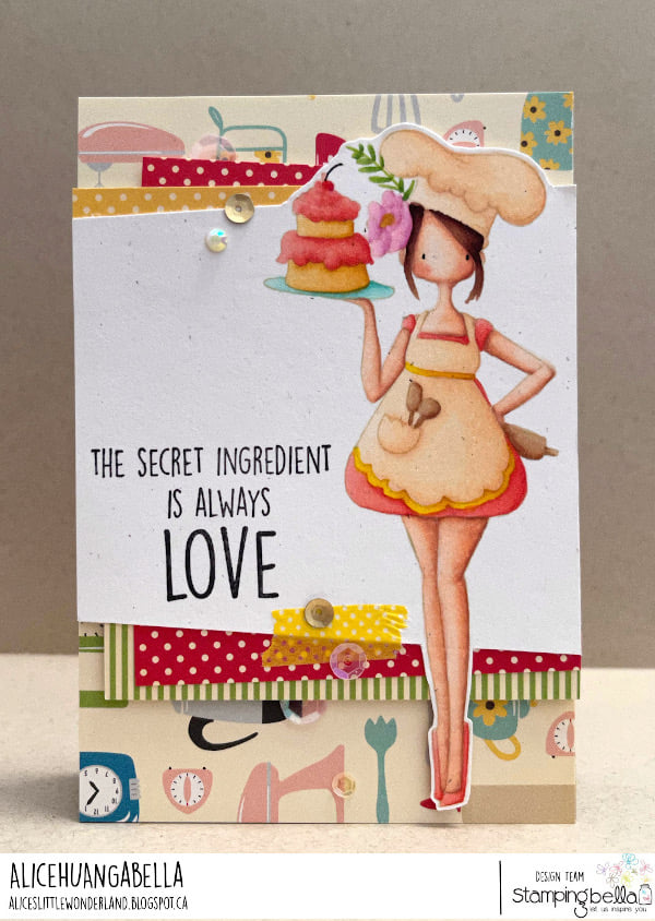 www.stampingbella.com: rubber stamp used : Curvy girl BAKER: card by Alice Huang