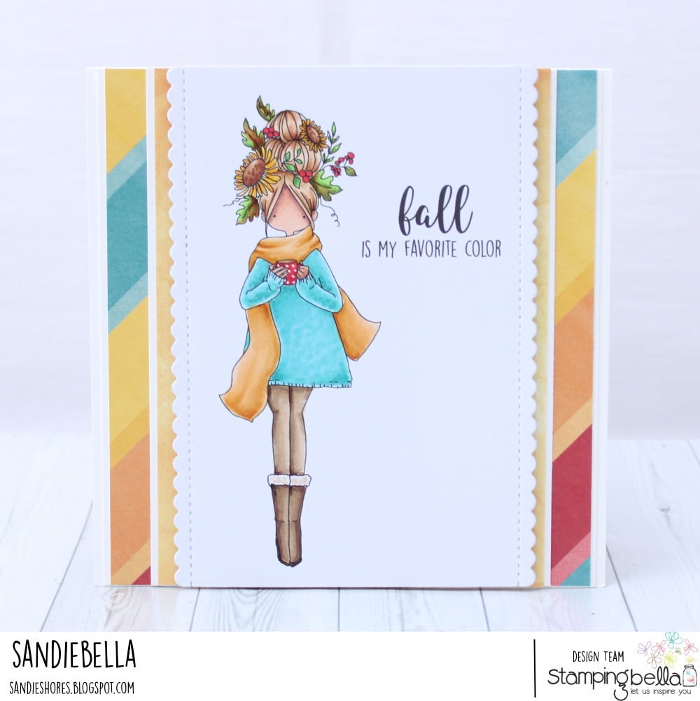 www.stampingbella.com: rubber stamp used : Curvy girl loves Autumn card by Sandie Dunne