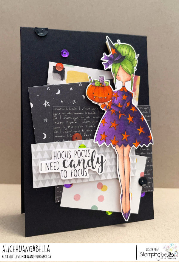 www.stampingbella.com: Rubber stamp used: CURVY GIRL LOVES HALLOWEEN. card by Alice Huang