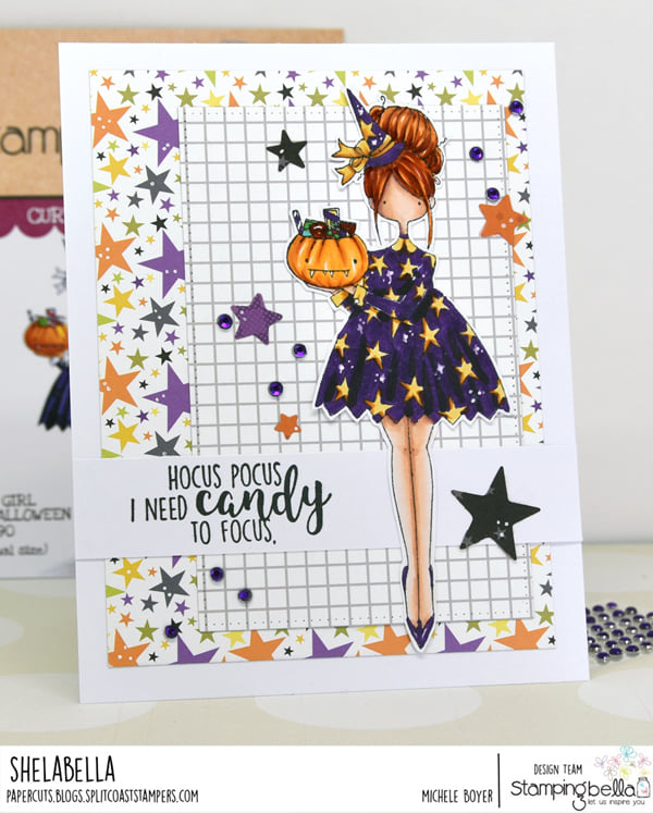 www.stampingbella.com: Rubber stamp used: CURVY GIRL LOVES HALLOWEEN. card by  Michele Boyer