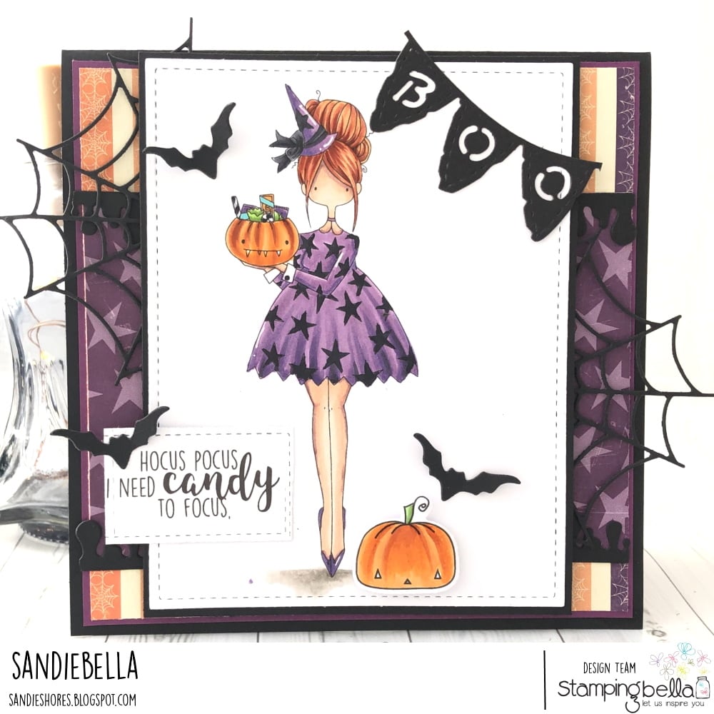 www.stampingbella.com: Rubber stamp used: CURVY GIRL LOVES HALLOWEEN. card by Sandie Dunne