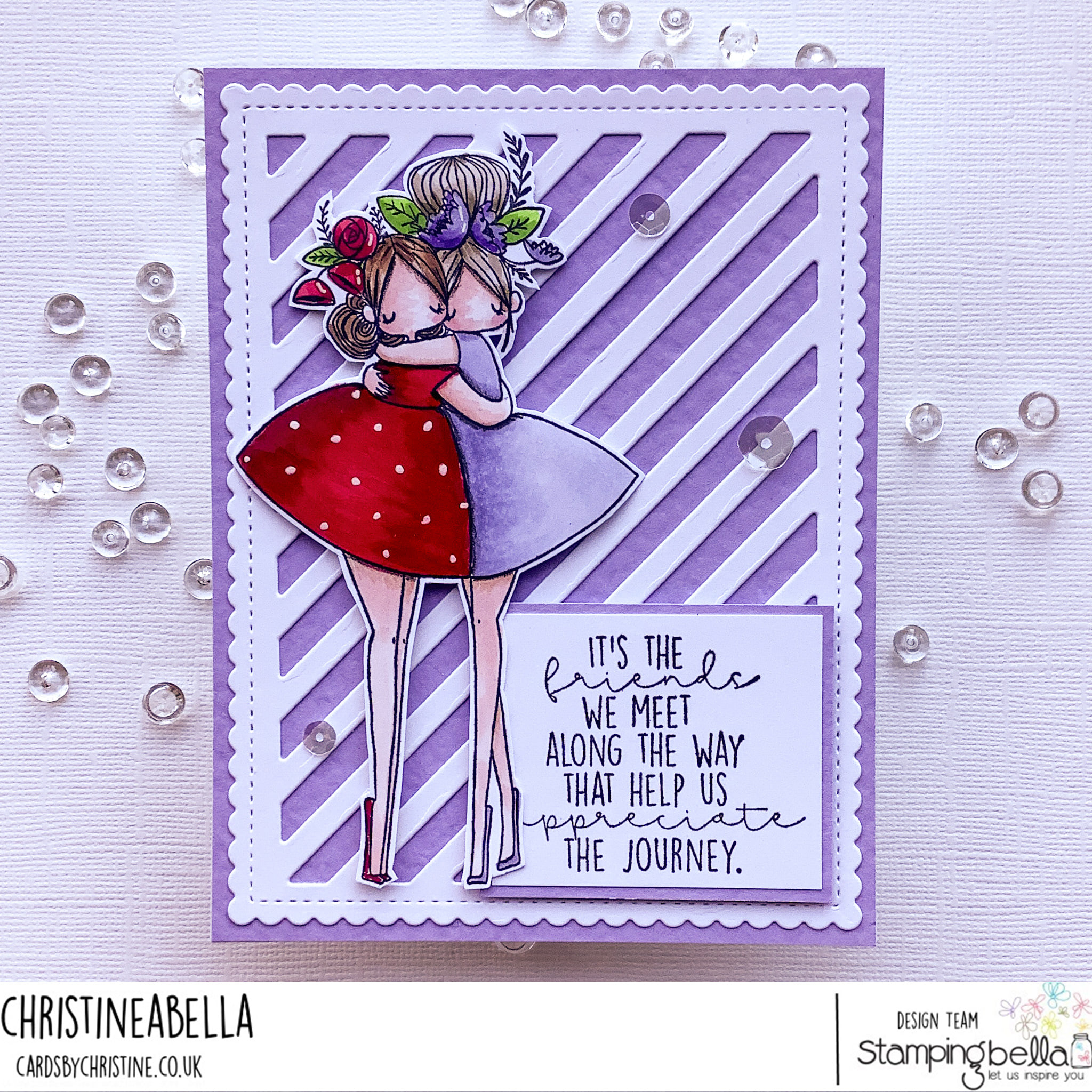 www.stampingbella.com: rubber stamp used: CURVY GIRL BESTIES  card by Christine Levison