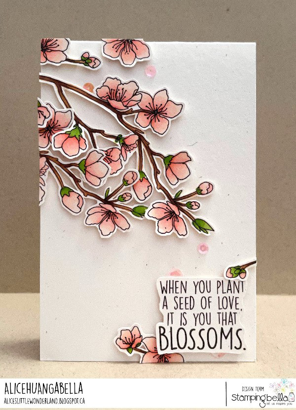 www.stampingbella.com: rubber stamp used: CHERRY BLOSSOM BRANCH car by alice Huang