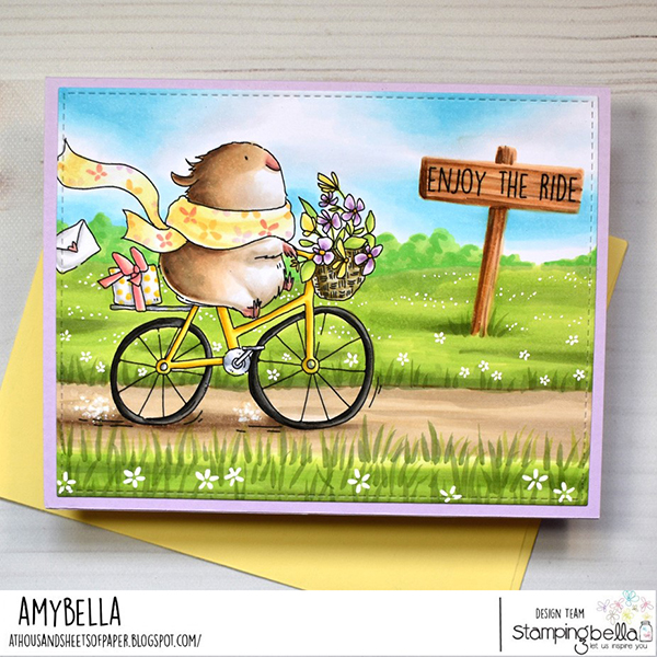 www.stampingbella.com: rubber stamp used: GUINEA ON A BICYCLE CARD BY AMY YOUNG
