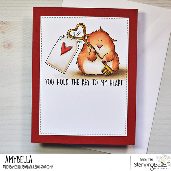 www.stampingbella.com: rubber stamp used: Guinea with a key card by Amy Young