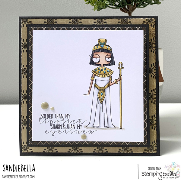 www.stampingbella.com: rubber stamp used: ODDBALL Cleopatra card by Sandie Dunne