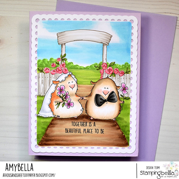 www.stampingbella.com: rubber stamp used: The Guineas get married card by Amy Young