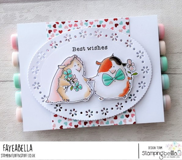 www.stampingbella.com: rubber stamp used: The Guineas get married card by Faye Wynn Jones