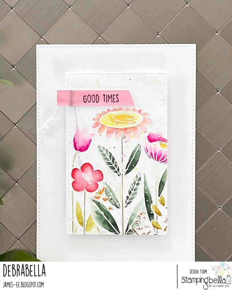 www.stampingbella.com: rubber stamp used: FLORAL FOREST card by DEBRA JAMES