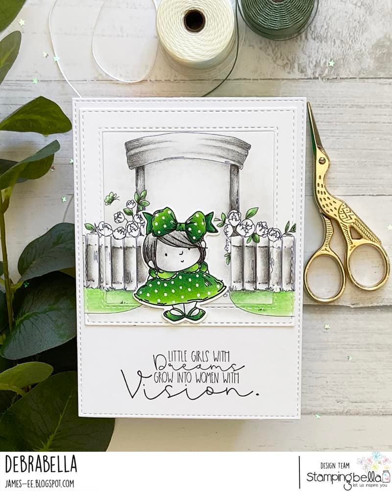 www.stampingbella.com: rubber stamp used:  GARDEN BACKDROP and SQUIDGY PALS card by Debra James