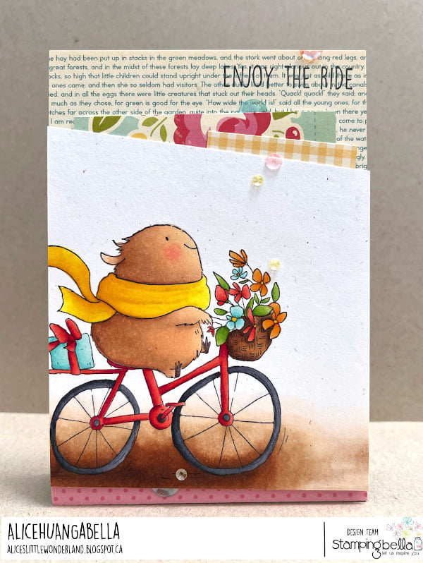 www.stampingbella.com: rubber stamp used GUINEA on a BICYCLE card by Alice Huang