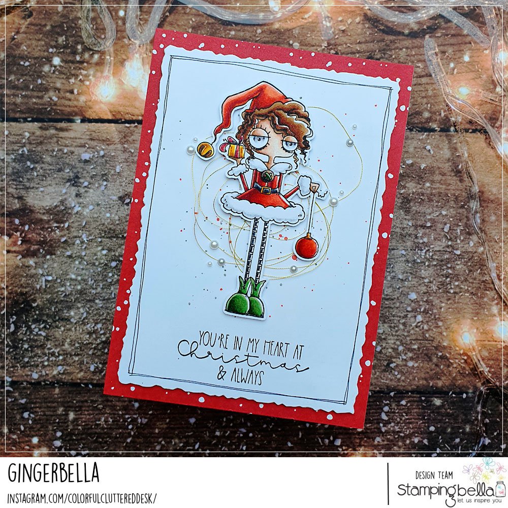 www.stampingbella.com: rubber stamp used:  ODDBALL GIRL ELF card by GINGER