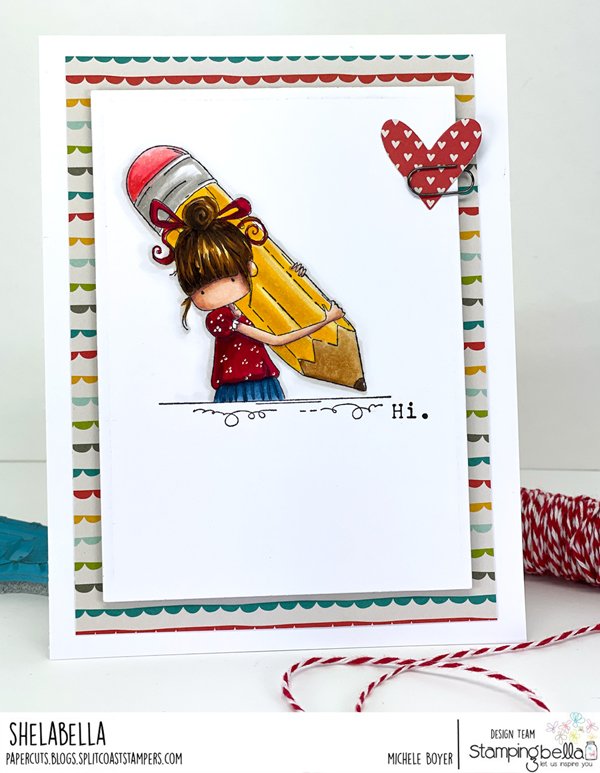 www.stampingbella.com: rubber stamp used:  TINY TOWNIE PENELOPE has a pencil card by Michele Boyer