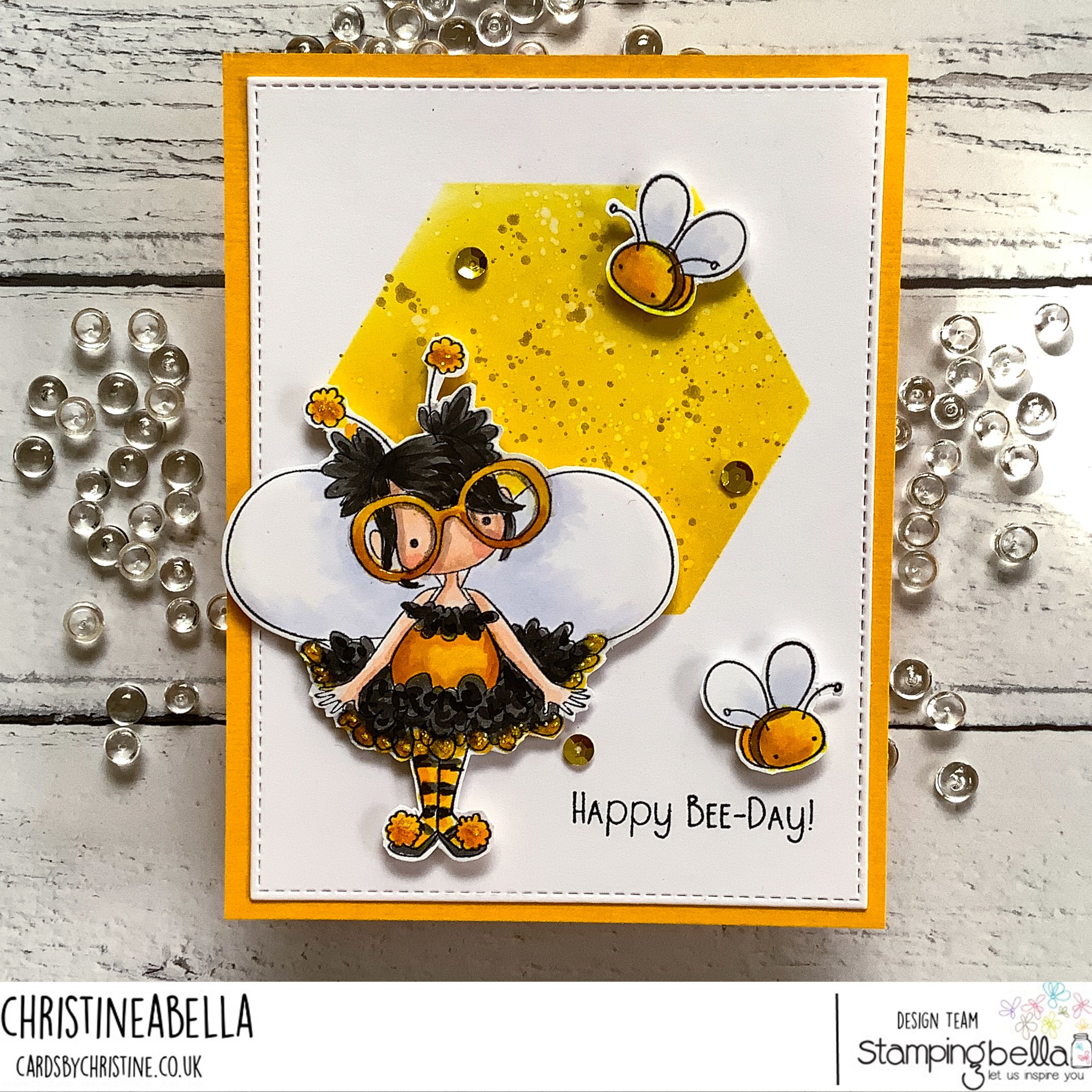 www.stampingbella.com  Rubber stamp used : tiny townie busy bee CARD BY CHRISTINE LEVISON