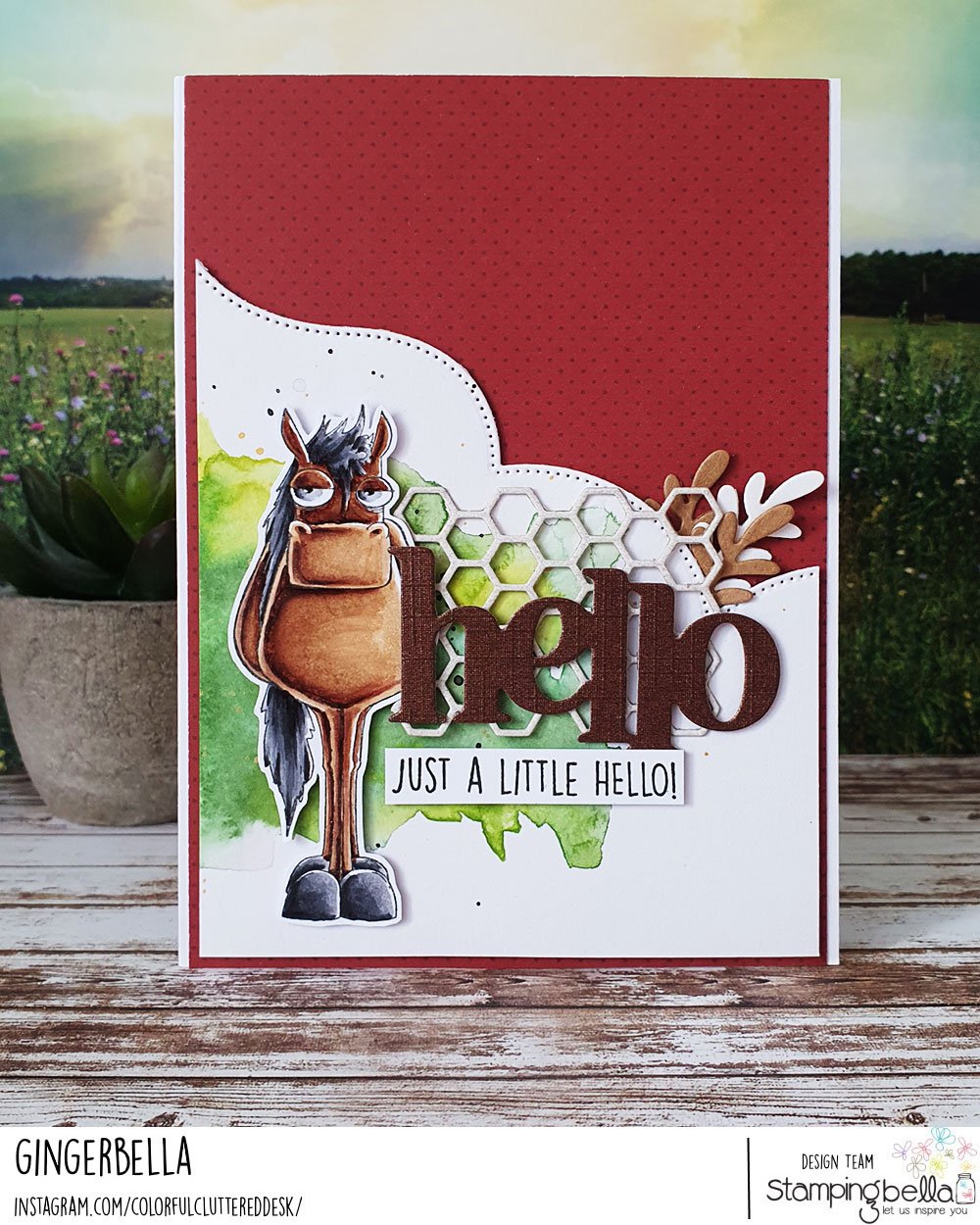 www.stampingbella.com:  rubber stamp used:  ODDBALL FARM ANIMALS and ODDBALL BARN, HAY AND FENCE.  Card by Ginger