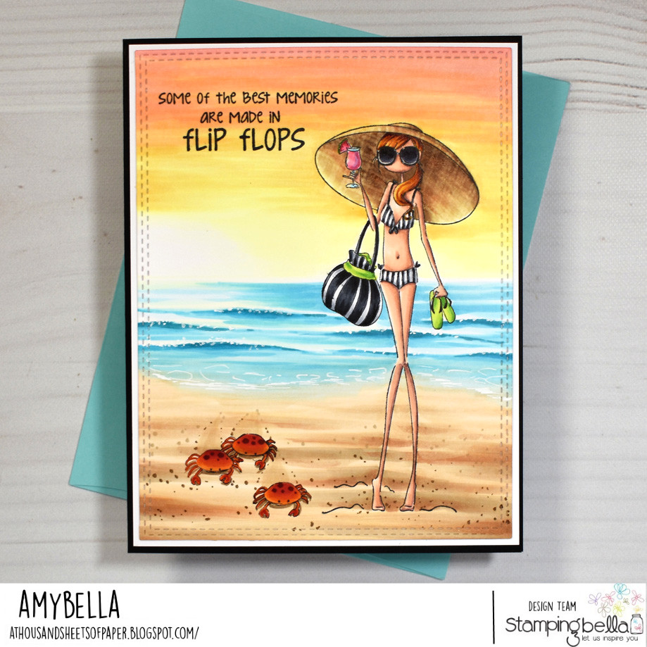Www.Stampingbella.com : rubberstamp used : uptown girl sandy and her sombrero card by Amy young 