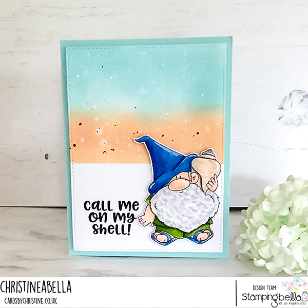 www.stampingbella.com: Rubber stamp used :GNOME WITH A SEASHELL card by Christine Levison