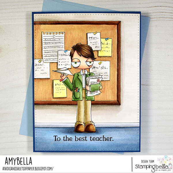 www.stampingbella.com: rubber stamp used: ODDBALL BOY TEACHER card by Amy Young