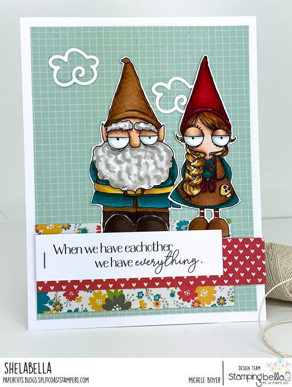 www.stampingbella.com: rubber stamp used: ODDBALL GNOME PARENTS card by Michele Boyer