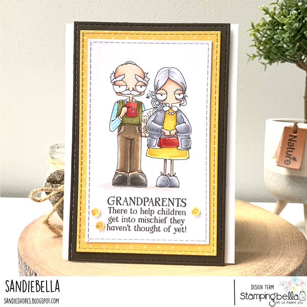 www.stampingbella.com: Rubber stamp used :ODDBALL GRANDPARENTS, card by Sandie dunne