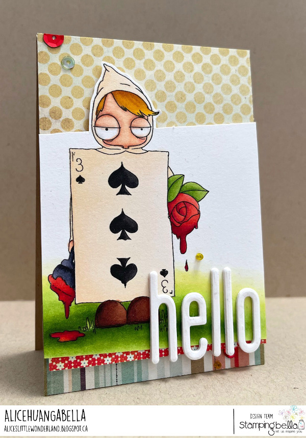 www.stampingbella.com: Rubber stamp used :ODDBALL PLAYING CARD , card by Alice Huang