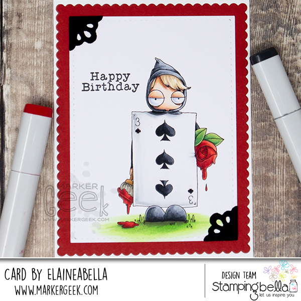 www.stampingbella.com: Rubber stamp used :ODDBALL PLAYING CARD , card by Elaine Hughes