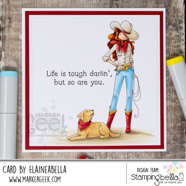 www.stampingbella.com: rubber stamp used: COWBOY SENTIMENT SET, UPTOWN COWBOY PARENTS, UPTOWN COWBOY PETS card by Elaine Hughes