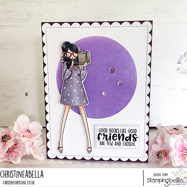 www.stampingbella.com: rubber stamp used: UPTOWN GIRL LIBRARIAN, card by CHRISTINE LEVISON