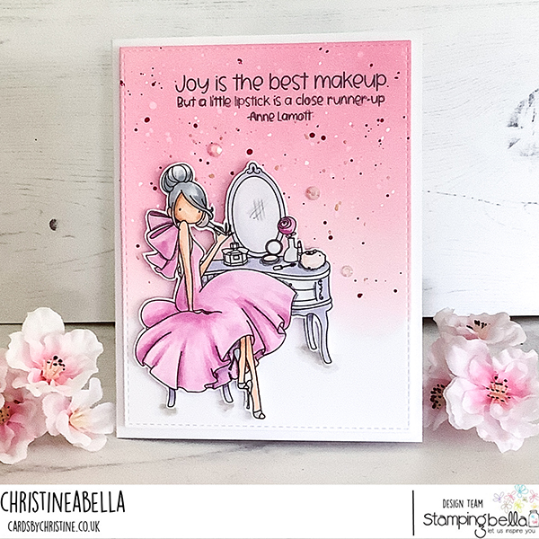 www.stampingbella.com: rubber stamp used: UPTOWN GIRL VERA AND HER VANITY. card by CHRISTINE LEVISON