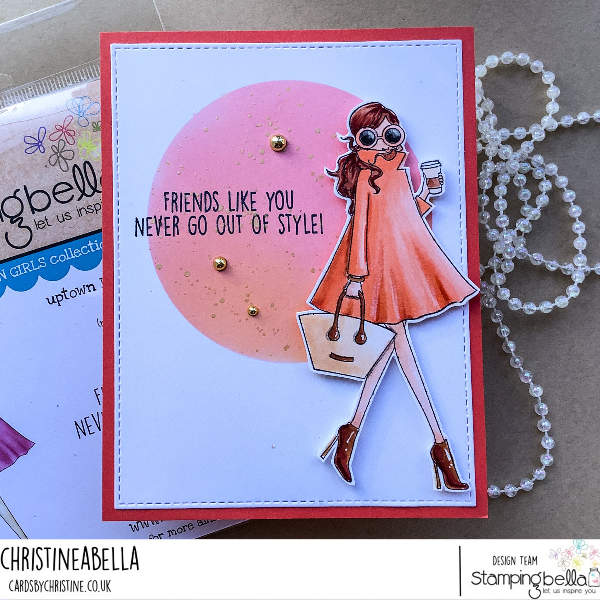 www.stampingbella.com: Rubber stamp used: Uptown girl FASHIONISTA, SKETCHY BACKDROP card by Christine Levison