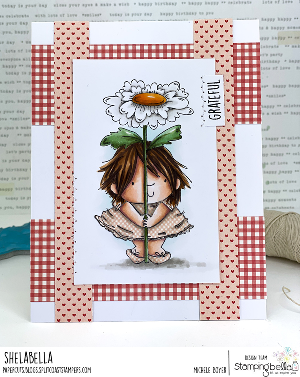www.stampingbella.com: rubber stamp used: DAISY SQUIDGY card by Michele Boyer