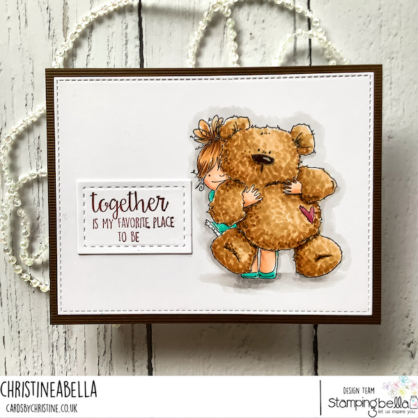 www.stampingbella.com: rubber stamp used:SQUIDGY and TEDDY card by Christine LEvison
