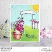PEONY BABY IN A POT RUBBER STAMP (includes sentiment)