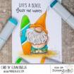 GNOME WITH A SURFBOARD RUBBER STAMP SET (includes 1 sentiment)