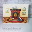 FIREPLACE BACKDROP rubber stamp