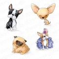 BOSTONS, PUG and CHIHUAHUA RUBBER STAMP SET (includes 4 stamps)