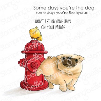 THE PUG AND THE HYDRANT rubber stamp 