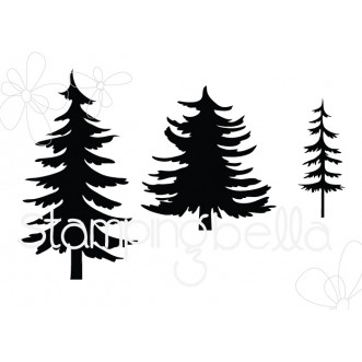 CHRISTMAS TREE SILHOUETTES RUBBER STAMPS